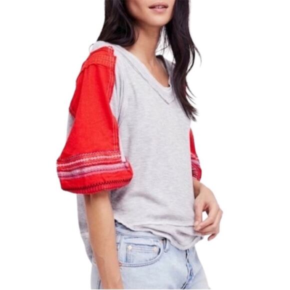 Free People We The Free Thermal Embroidered Bubble Sleeve top Medium - Picture 1 of 11